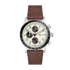 Fossil Chronograph Quartz Strap Brown Leather Men's Watch