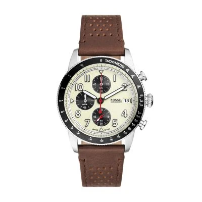 Fossil Chronograph Quartz Strap Brown Leather Men's Watch